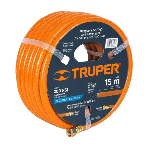 Manguera de PVC para aire 3/8", 15 Mts,