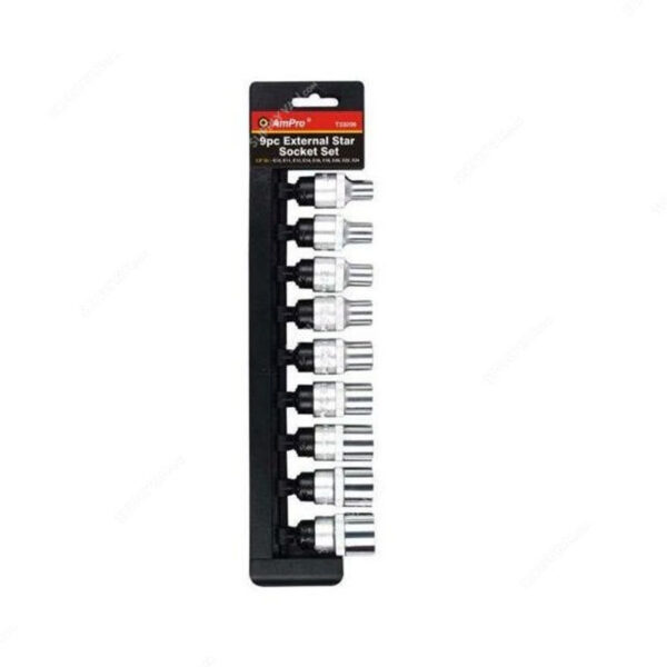 Juego de cubos torx hembra 1/2". 9 piezas